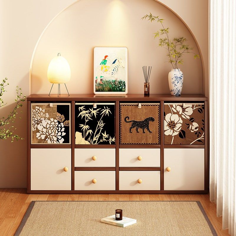 实木书柜收纳柜一体靠墙书架落地置物架客厅格子柜子书房收纳边柜,农用物资,苗木固定器/支撑器,淘宝优惠券,粉丝福利购,淘宝优惠卷