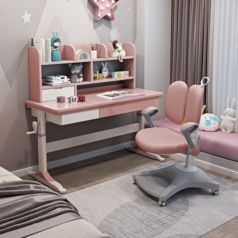 简约学习桌书桌小学生书桌写字桌带书架高度可升降实木桌椅粉色款,农用物资,苗木固定器/支撑器,淘宝优惠券,粉丝福利购,淘宝优惠卷