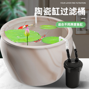 陶瓷瓦缸过滤桶净化水质鱼池过滤系统水缸古法养鱼外置鱼缸过滤器