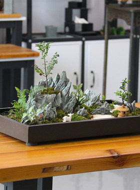 中式金属铁艺花盆园艺花卉绿植盆栽盆景造景用花器沙盘微景观底盆