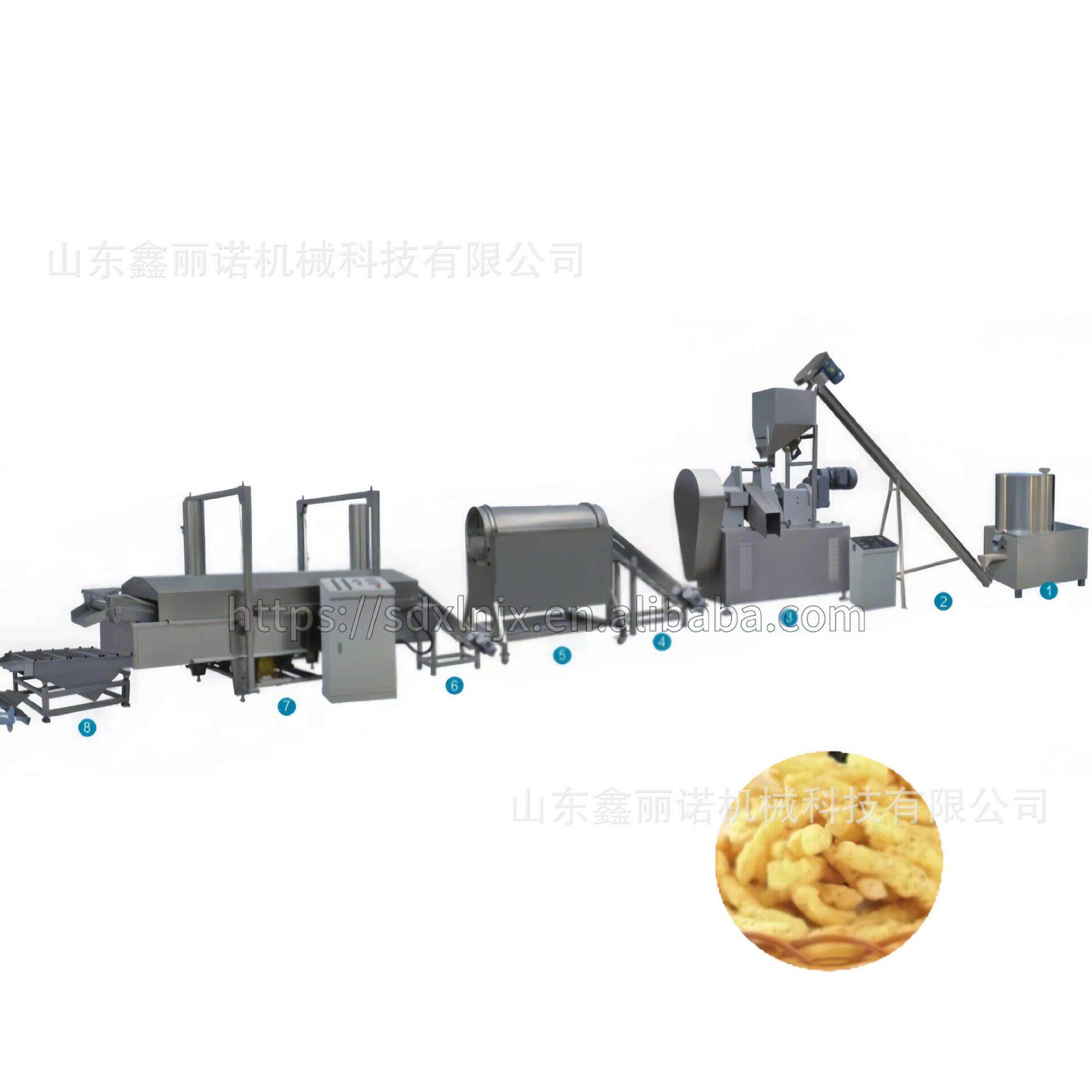 自动油炸食品零食膨化机生产线 粟米条生产设备 粟米棒加工设备