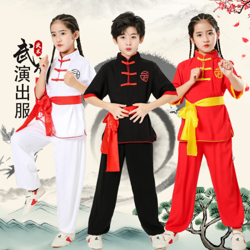 儿童武术服演出中国风少年太极训练搏K击中小学生功夫比赛表演