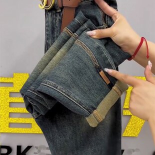 休闲百搭老爹裤 高腰宽松显瘦萝卜女裤 子 女春秋新款 复古哈伦牛仔裤