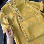 套装 2024春夏新中式 上衣宽松阔腿裤 短袖 两件套女 国风盘扣禅意唐装