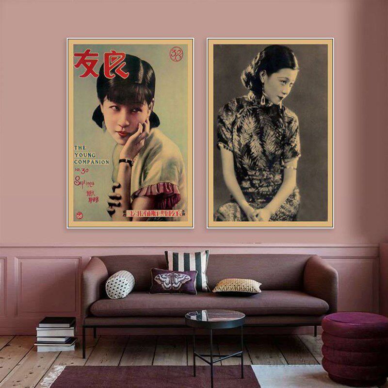 阮玲玉装饰画民国风覆古老海报挂画饭店包厢饭厅茶馆老上海壁画