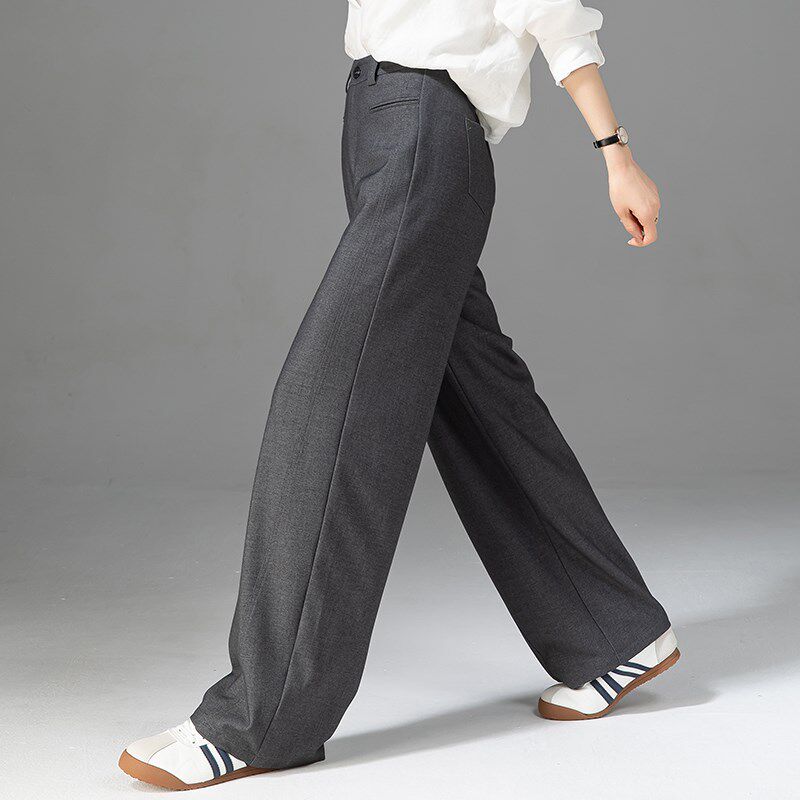 宽松阔腿西装裤女垂感弯刀镰刀裤2025新款高腰休闲直筒裤春秋裤子