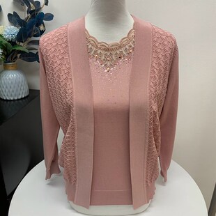 加开衫 两件套短袖 中老年套装 针织衫 春秋新品 上衣女装 气质妈妈装