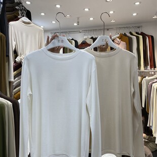 女 T恤气质百搭高弹力打底衫 E念1203韩版 宽松加绒柔软亲肤圆领长袖