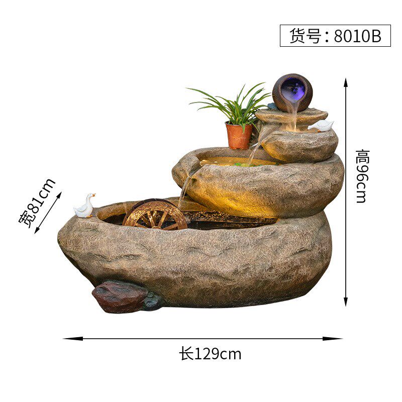 假山流水喷泉招财阳台客厅庭院公司水景观摆件循环水鱼.池造景布
