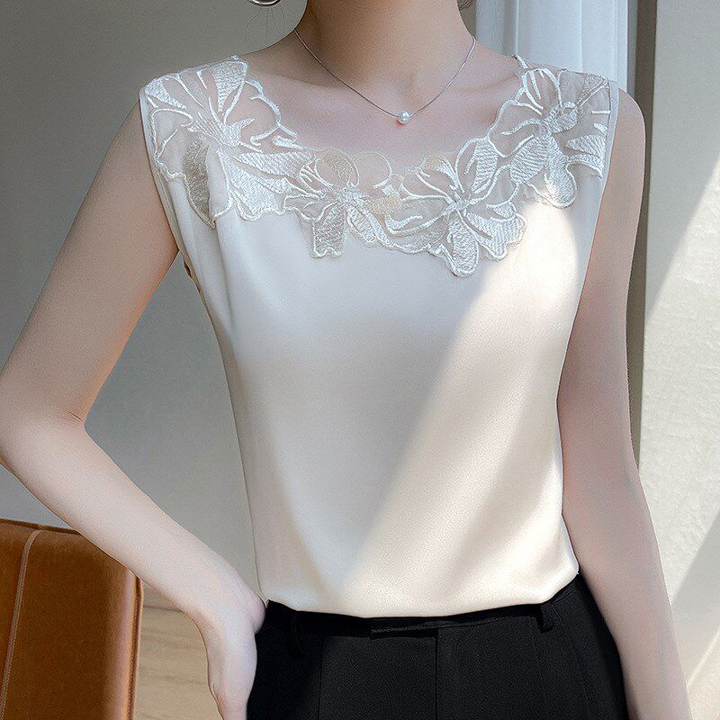 打底衫2023新款女内搭夏季白色蕾丝时尚修身宽松大码内穿吊带背心