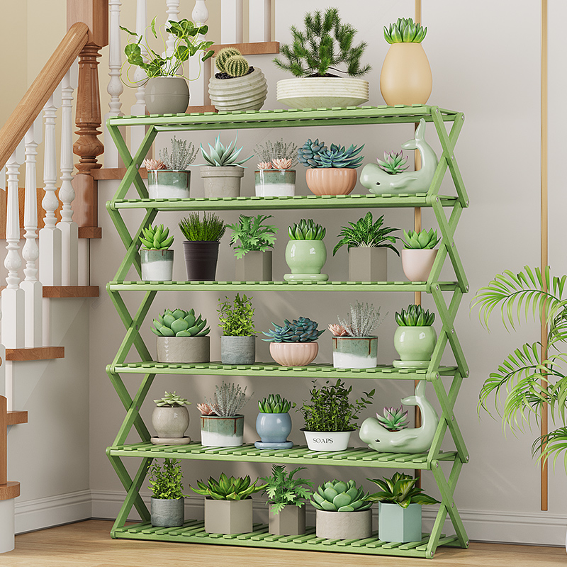 阳台免安装多层花架子落地式实木置物架高端客厅多肉绿植转角托架