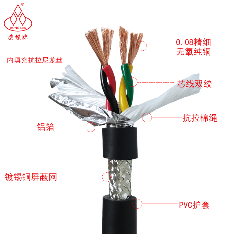 高柔性屏蔽线TRVVPS2-4-8芯1.0平耐弯折抗干扰对绞信号线纯铜耐油