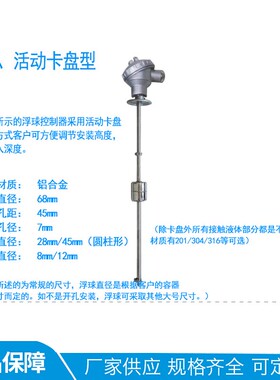 定做连杆浮球液位开关干簧管式水位控制传感器不锈钢法兰水泵水塔