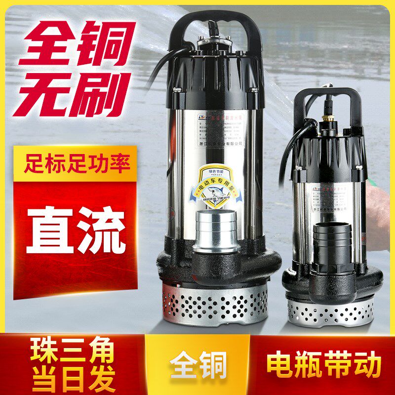 大流量无刷直流潜水泵48v60v72V浇菜1寸2寸小型电动电瓶车抽水泵
