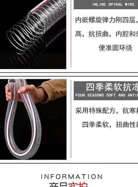 现代牌 时代牌PVC透明钢丝管内径32mm/38mm/40mm/50mm-35kg