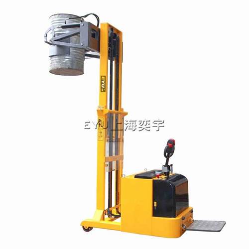 可电动翻转夹抱油桶车铁皮桶堆高装卸车金属桶全自动旋转倒料车