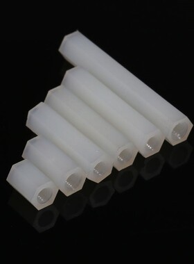 M2/M2.5*6-20mm白色双通六角尼龙柱隔离柱塑胶螺柱平头塑料支撑柱