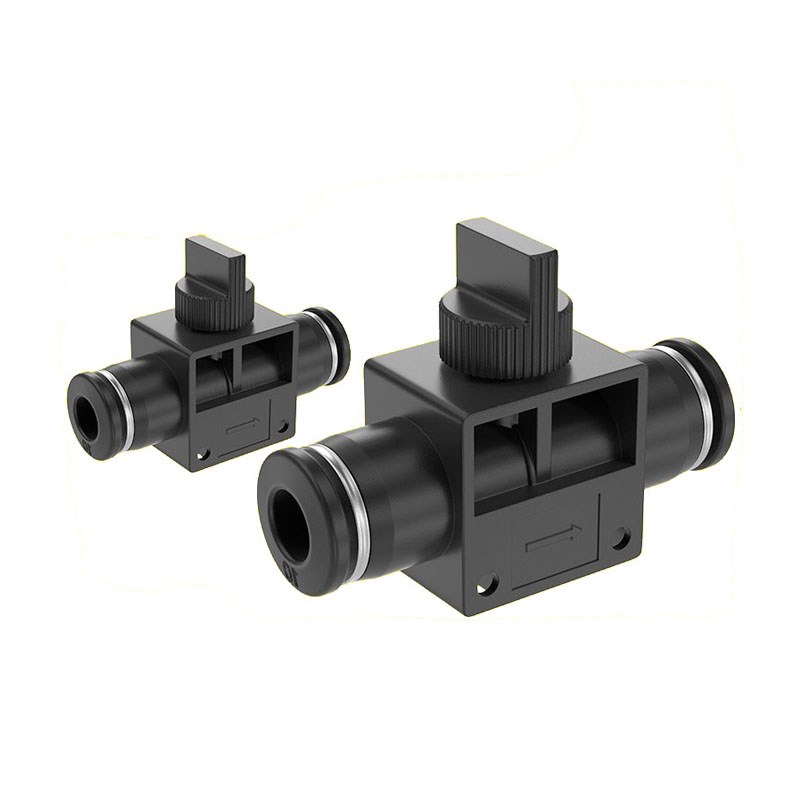 黑色手动气阀HVFF4/6/8/10/12mm PU气管开关阀气动快接头门管道阀