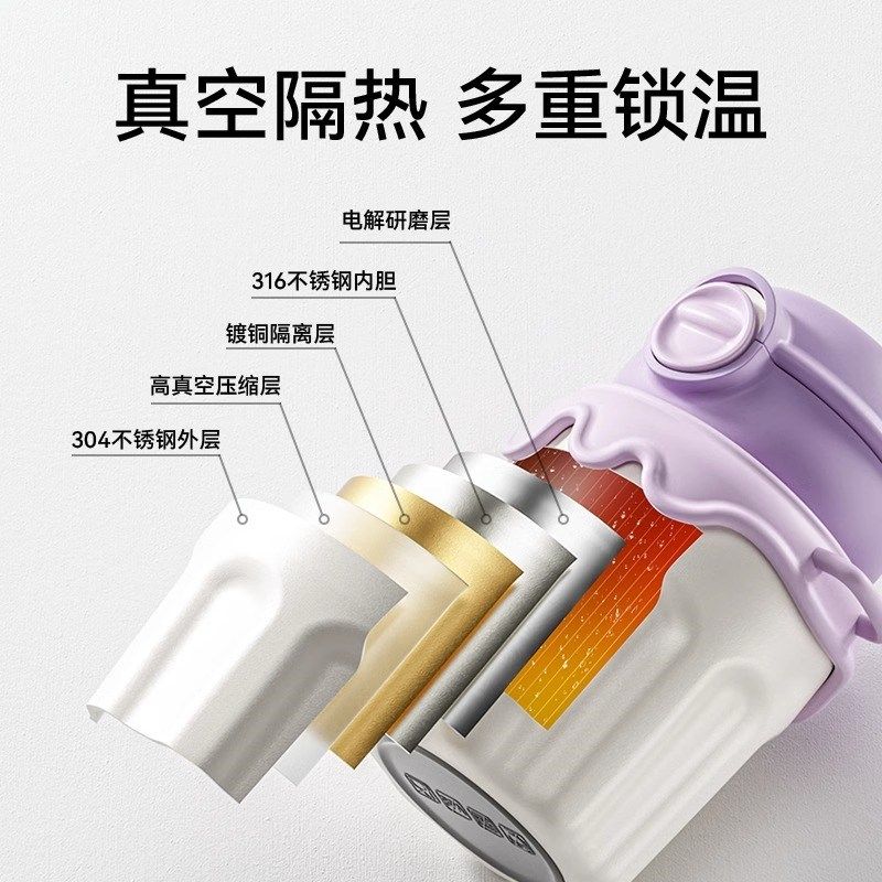 儿童保温杯幼儿园保温水杯上学杯子小学生吸管杯W外出水壶背带