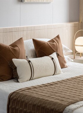 回声布艺咖色橙色系现代床上用品家C居售楼处样板房展厅主人房11