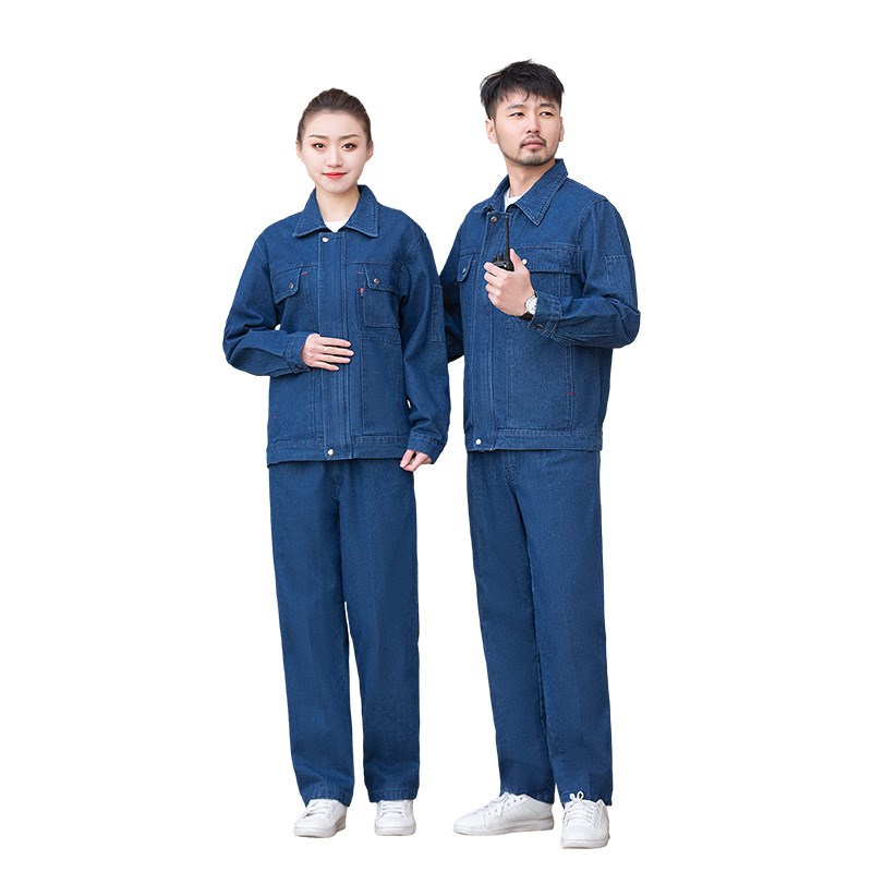 棉制拉链牛仔工作服套装焊棉质z防烫耐磨建筑工汽修劳保工作服供