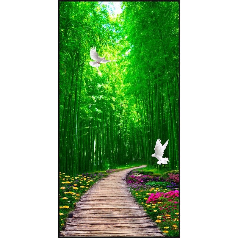网红现代简约竹j林玄关装饰画墙面壁画客厅挂画竹子竖版单幅风景