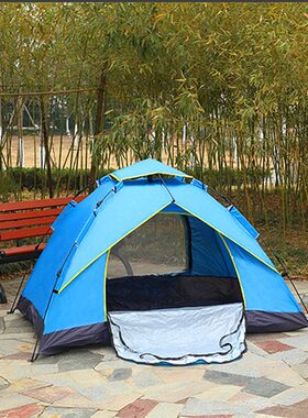 加厚帐篷户外野营防雨全r自动3-4人2人双人大旅游沙滩野外露营帐