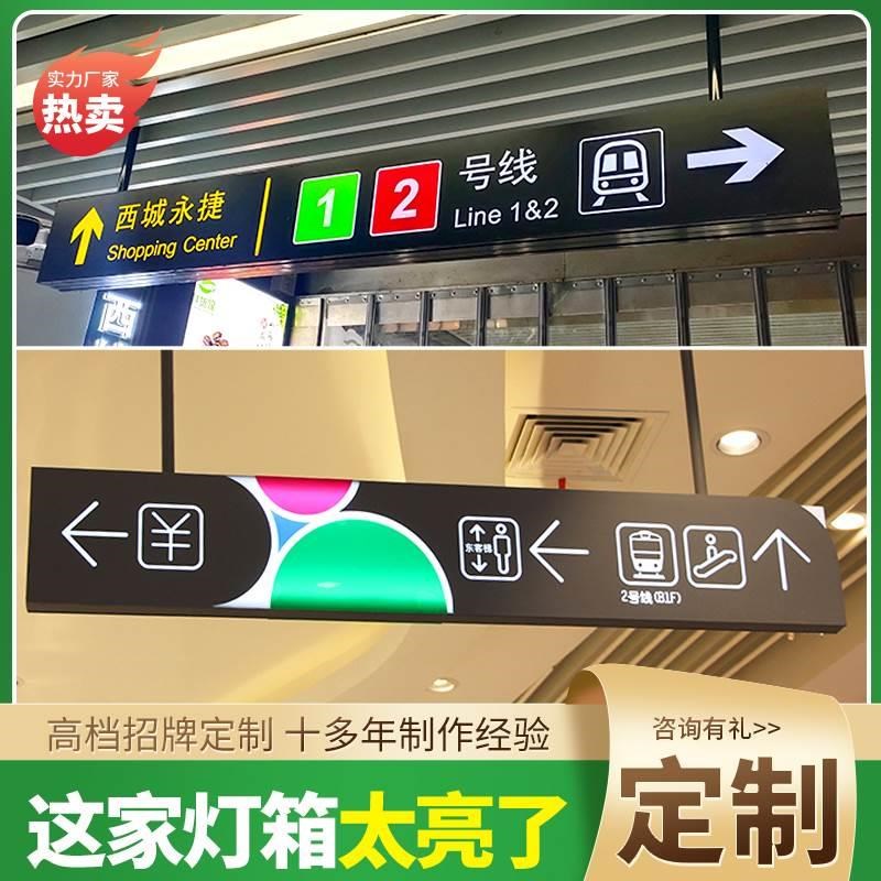 商场超市吊牌灯箱悬挂广告招牌订做地下车M库双面镂空发光指示定