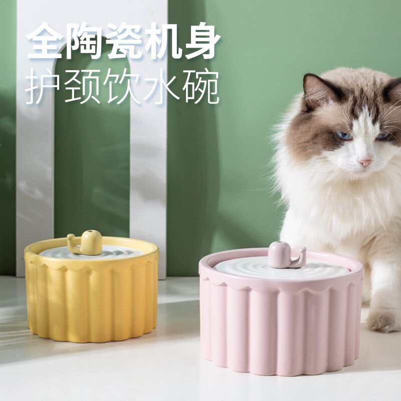 猫咪饮水机恒温加热自动循环过滤杀菌陶瓷喝水器狗狗饮水器喂水碗