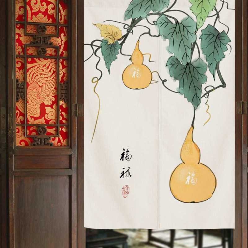 中式门帘隔断帘遮挡玄p关厕所全遮卧室农村保暖挡风布帘家用挂帘