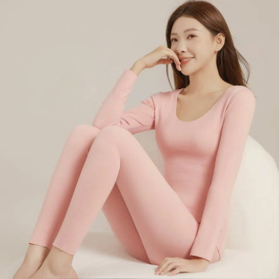 LULU PEUN保暖内衣套装2025新款秋冬女打底衫德绒秋衣秋裤二件套