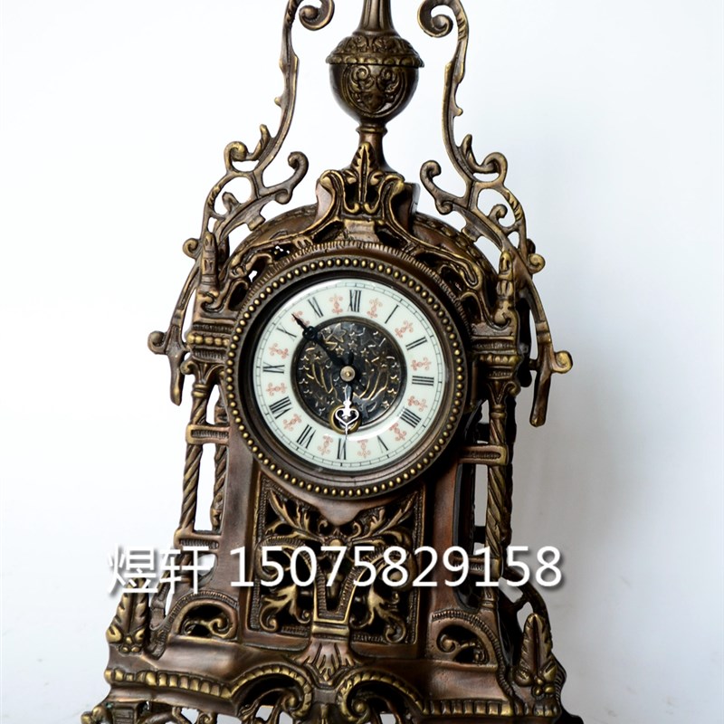 钟表巴洛克铜雕建筑钟欧式钟表西洋仿古全铜老U式座钟仿古董钟