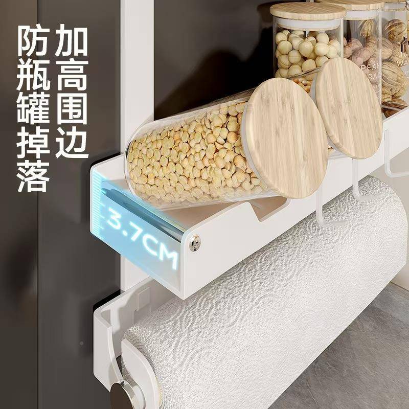 箱外面置物架厨房侧免打孔鲜膜收纳架壁挂式多层调味瓶冰罐MJ-658