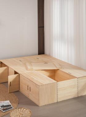 实木收纳箱拼米N01箱接床榻榻木子储物箱长方形柜子加箱宽拼接柜