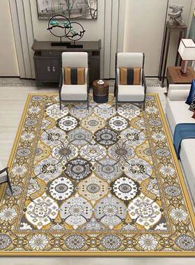 复古斯风色黄系水卧洗底垫子客厅地毯家用室沙发脚垫fyr14地波毯