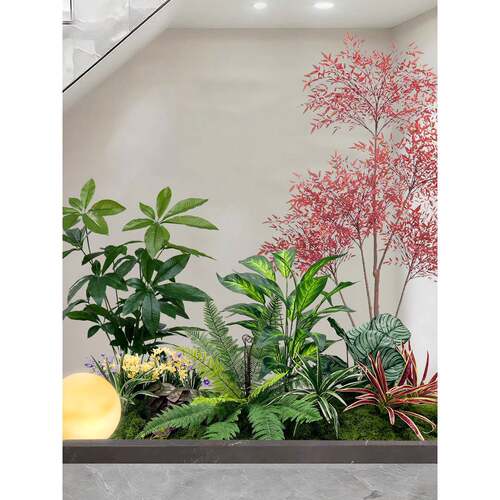 假室内绿场植造Fhzhwfux景楼梯下装饰庭院造景观景布置植物组合商