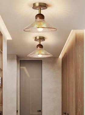 中古风走过道灯新式吸廊顶玄灯黑52549胡桃实木个中性入户关复古