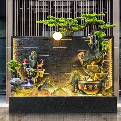 大型落地假山喷泉水景客厅办TSJ公阳台加湿器高室饰山流装水摆件