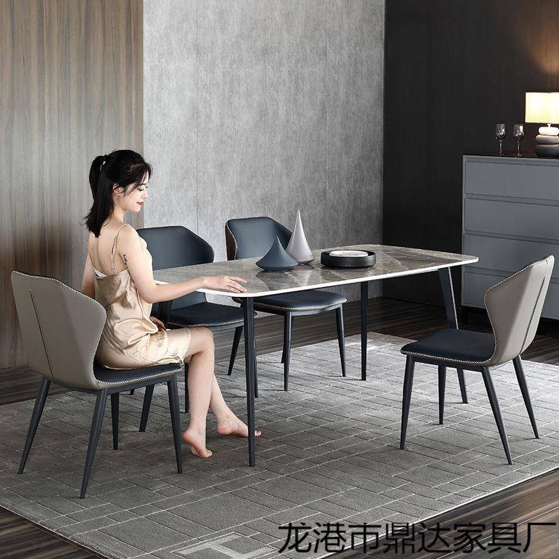 餐Dx岩光板桌家用小户型饭桌现简约轻奢z013长方代形高档亮面餐桌