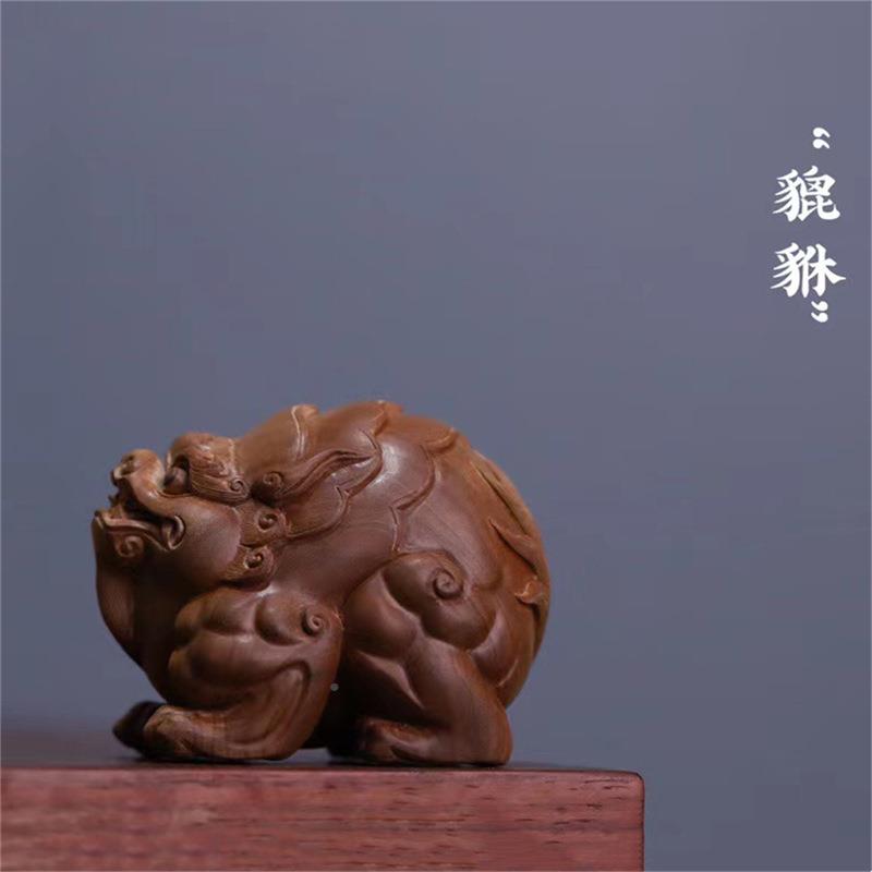 印茶度老山檀香貔系貅雕列摆件手工刻复古国风文玩茶台宠BJ-LSTXB