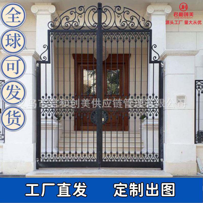 打艺铁艺庭院别锻墅大门欧式楼梯栏杆扶手法式户镀外锌铁门202315