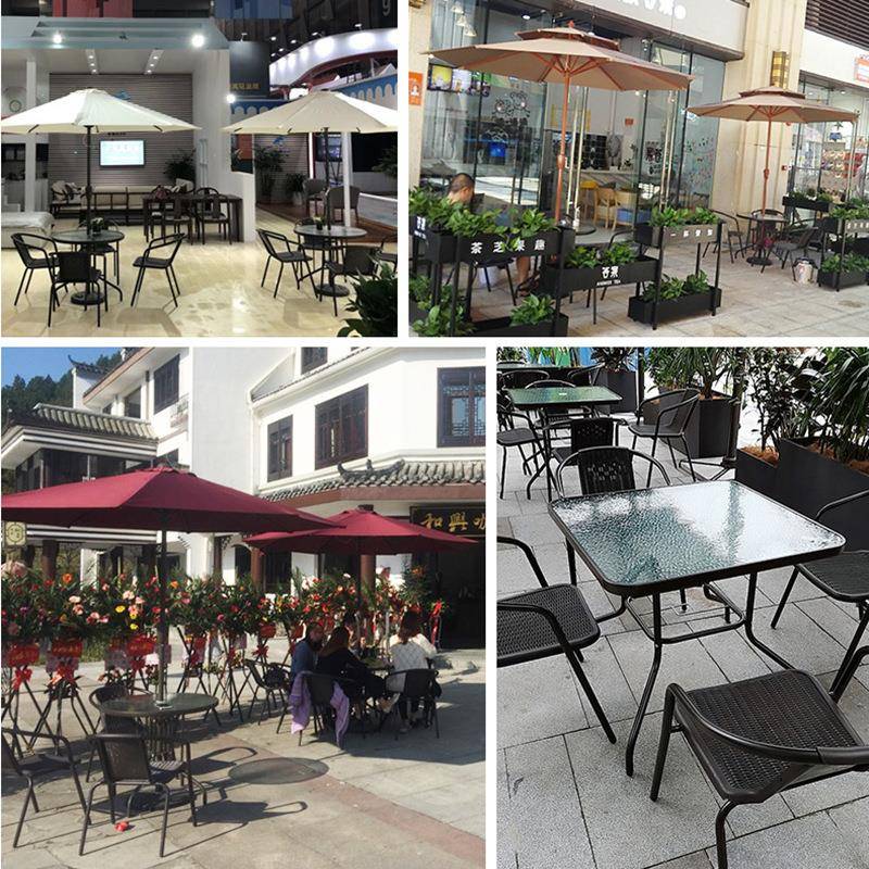 户外桌椅带伞藤椅三CRC件套室休外桌椅子露天闲阳小茶几铁艺台庭