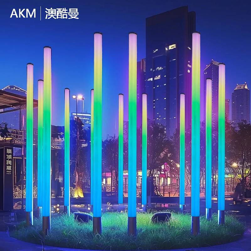 幻彩流光柱灯景观灯广场公园户外美陈文旅灯光互动装置感应装饰灯