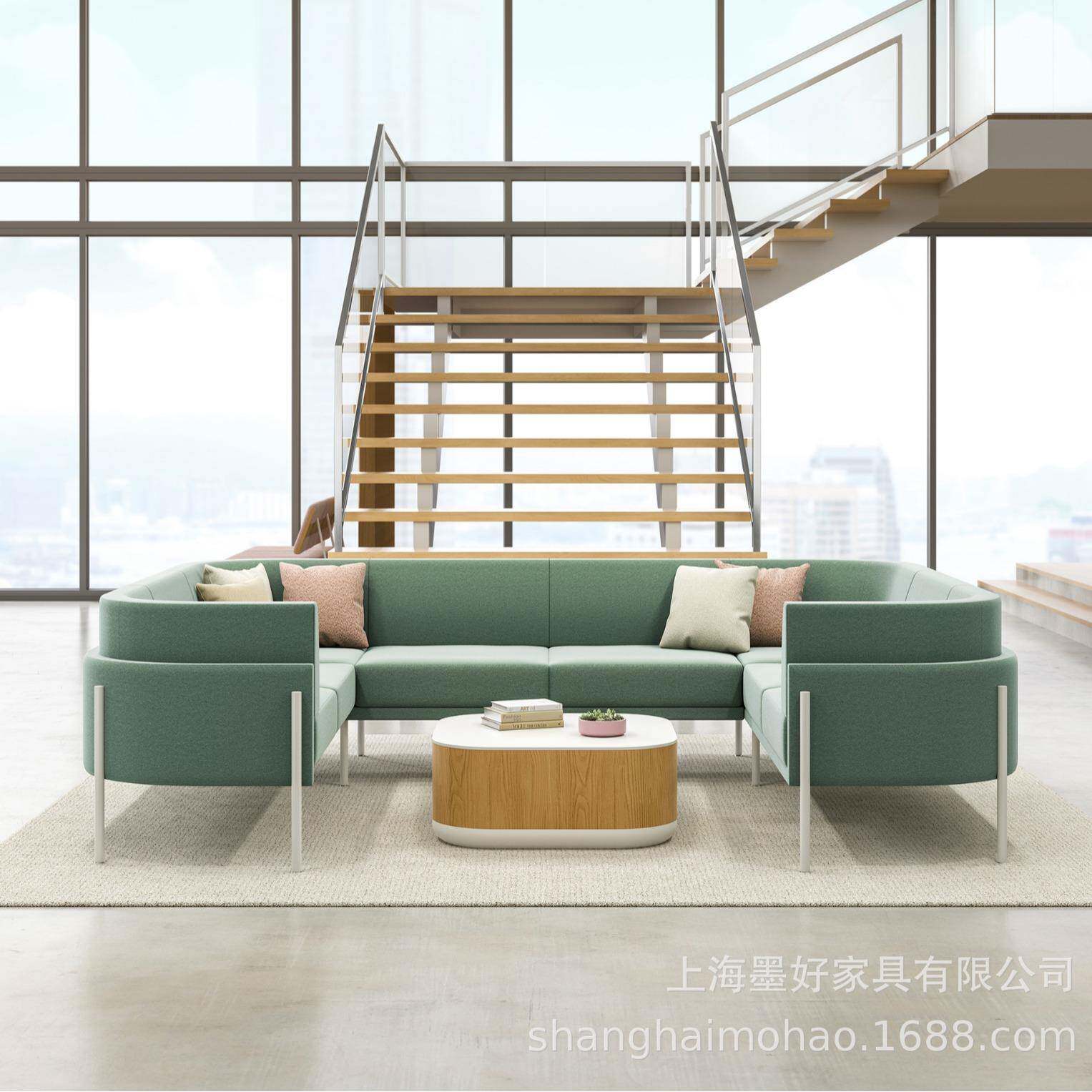 卡座L型U型多人围合式包围屏风隔断高靠背办公商务休闲沙发组合