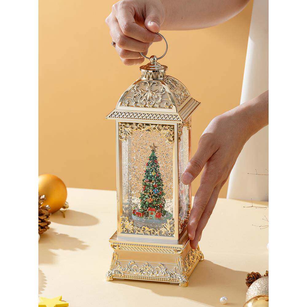 ?儿火圣诞树音乐盒八音盒Fh($%px}可节旋转车水晶球送男女生女孩