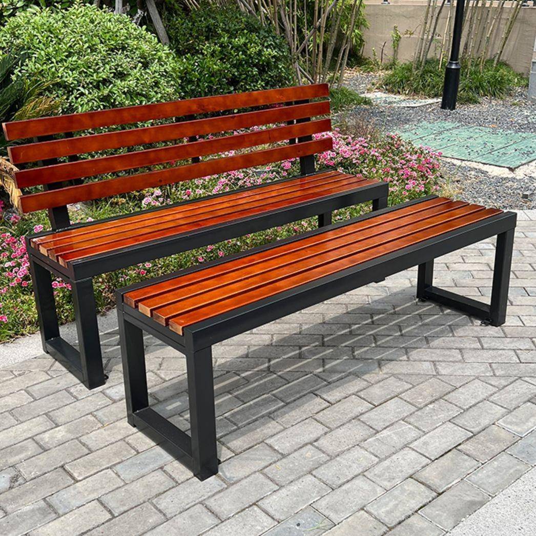 户外公园休椅靠背长防水防HX-KB-01腐木室外长外凳座椅闲简约户休