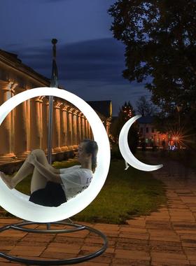 秋千立牌商E场庭院新灯品LD发光月亮秋CWF吊儿童变千色景区装饰灯