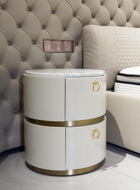 XIS头意式大极简实木圆形床柜可设计创师意皮艺床边柜小户型家具