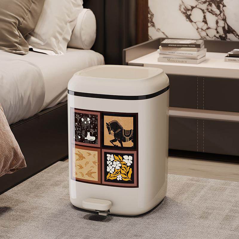 脚踏垃圾桶中古风家用客厅轻奢高档复古高颜值卧室带盖大号大容量