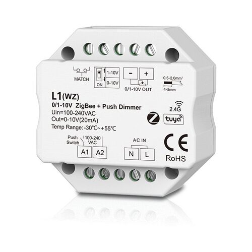 0/1-10V调光器L1(WZ)AC100-240V1路*20mAZigbee+RF+Push调光